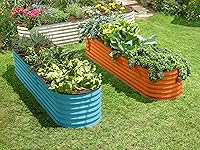 Vista 3 de Jardinera elevada de acero galvanizado 9 en 1/ Maceta modular de 8×2×1.5 pies para jardinería, verduras, flores/ Camas de jardín elevadas