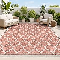 JONATHAN Y Moroccan Trellis 8x10 Outdoor Rug Red/Beige - Indoor/Outdoor, Pet-Friendly, Easy Clean, Non-Shedding Patio Porch Rug