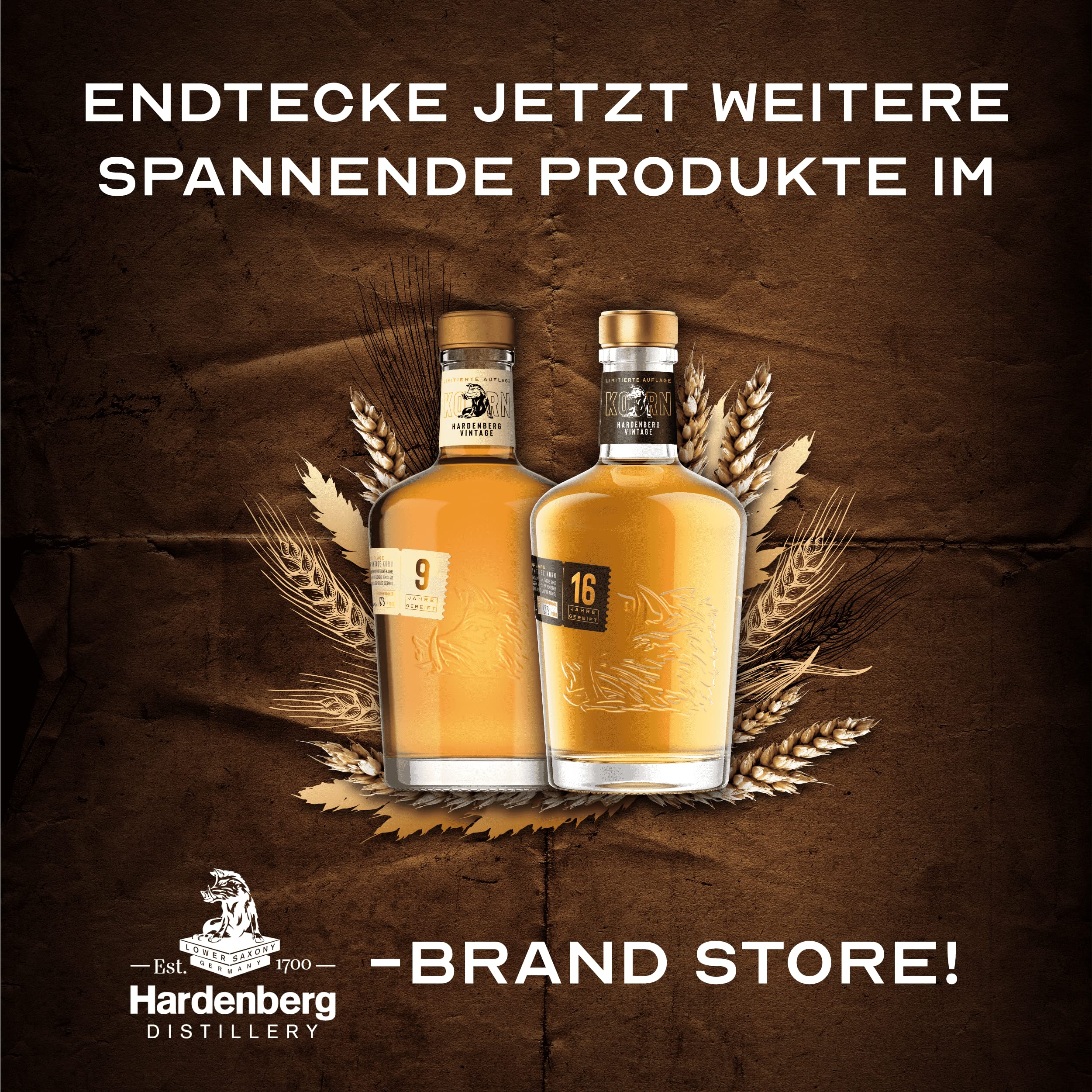 Hardenberg I Vintage Korn 9 YO I 9 Jahre in traditionellen Eichenfässern gereift I Limitierte Edition I 38% Vol. I 700 ml