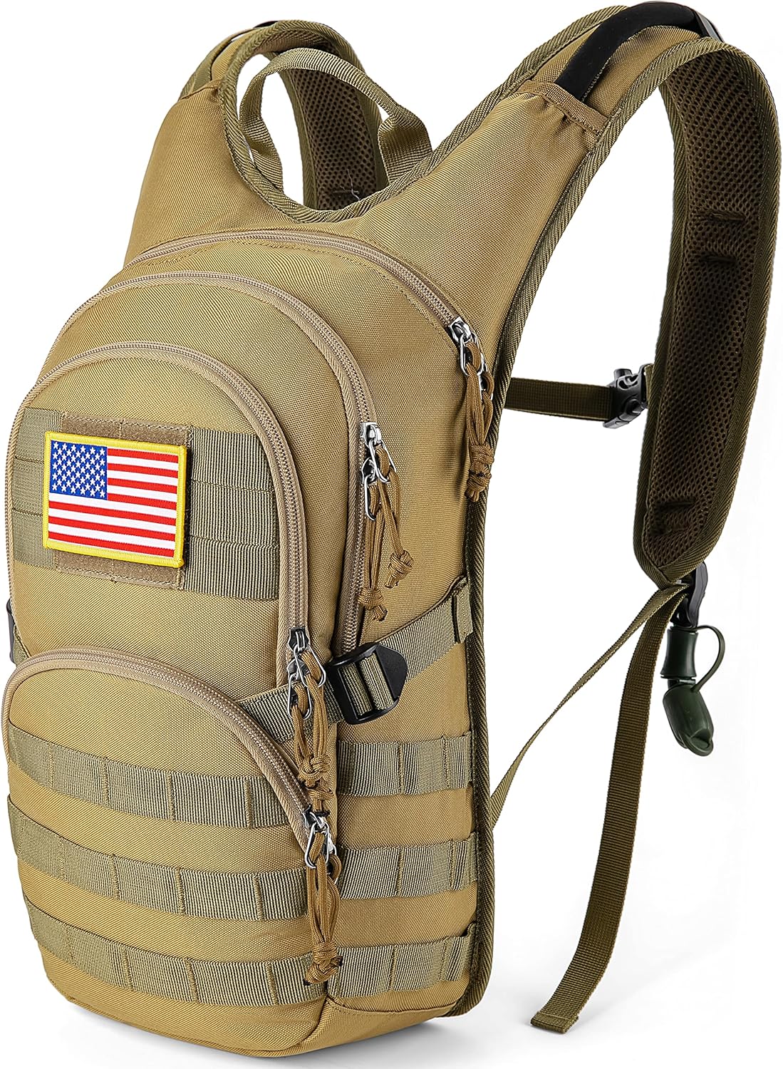 SHARKMOUTH Tactical Molle Hydration Pack Backpack with 2L BPA Free Leak-Proof Water Bladder, Great Storage and Comfortable Military Daypack for Hiking, Running, Cycling, Hunting & Working Out, Black : Sports & Outdoors