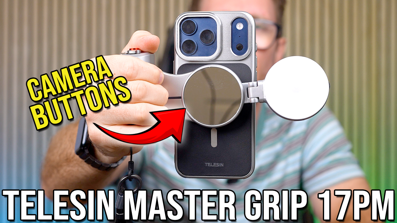 TELESIN Master Grip attached to a tripod with an iPhone