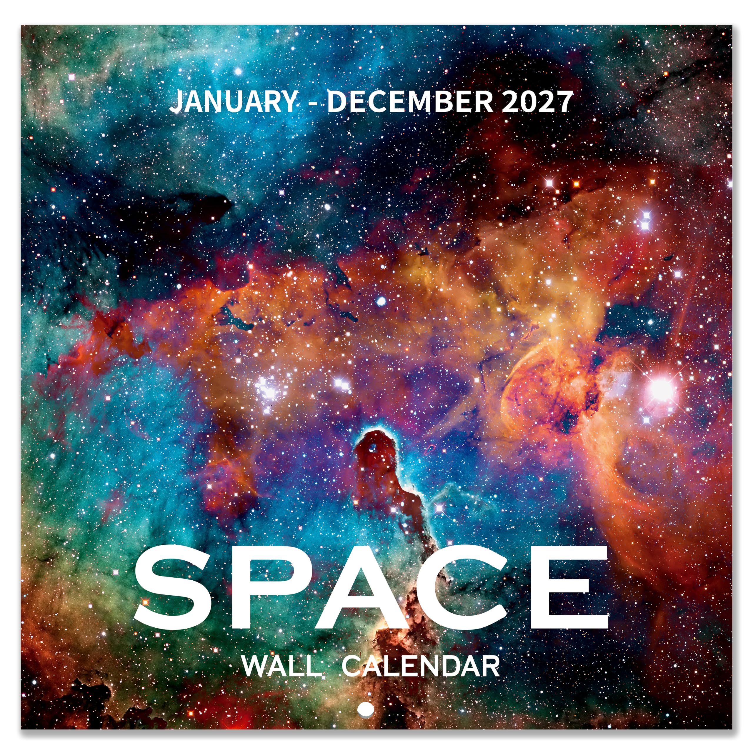 2027 Calendar - Space Calendar 2027, 12 Month to View from Jan 2027 - Dec 2027, 12" x 24" (Open), Unruled Blocks(1.2" x 1.7"), 12 Images of Space