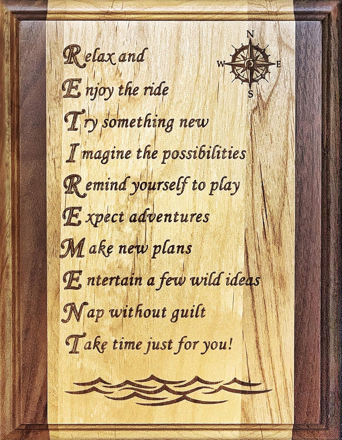 Retirement Plaque, Gift for Men or Women 7x9 (Red Alder/Walnut)