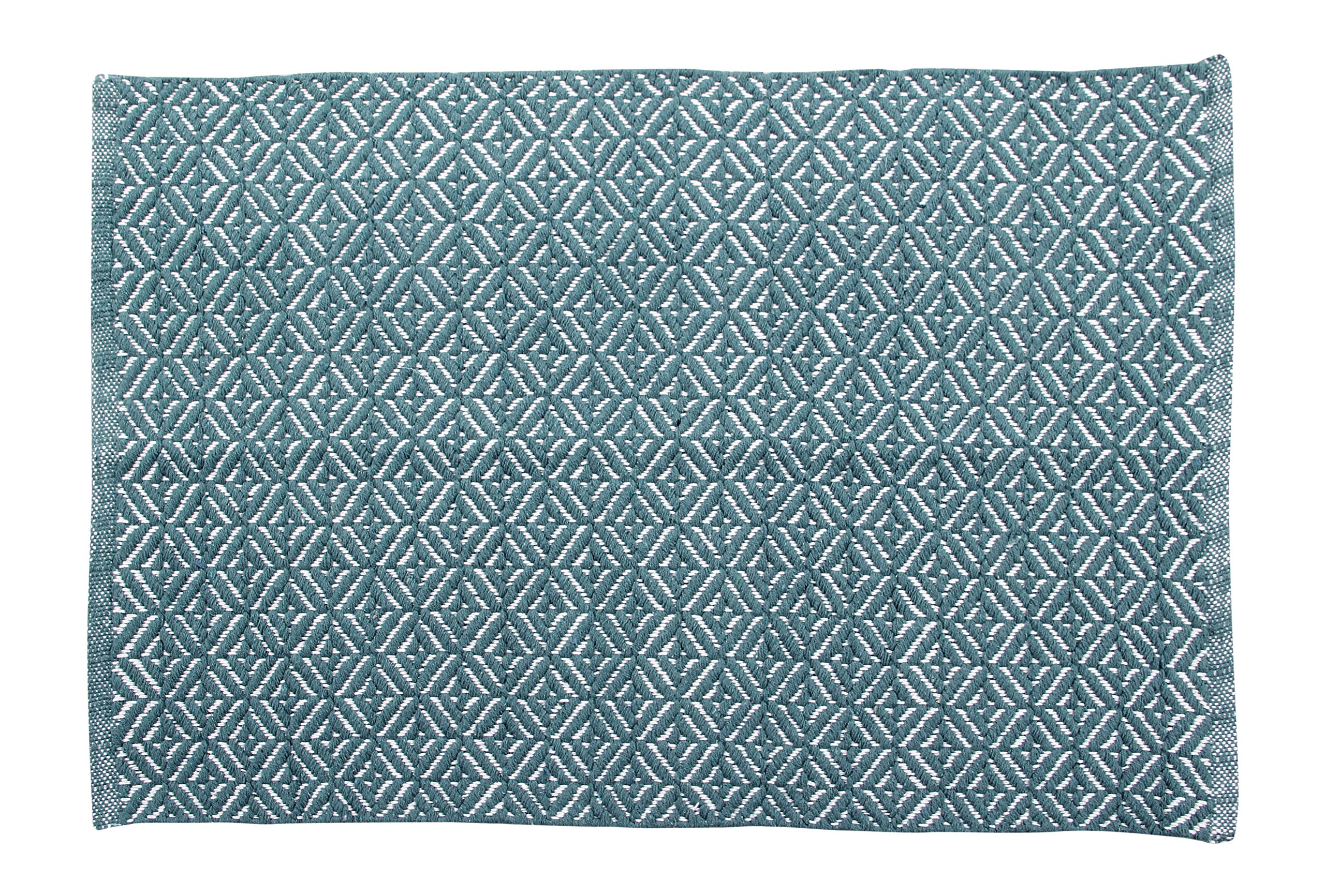100% Cotton Rug- Reversible Machine Washable Area Rug Flatweave Handwoven Scatter Rug Diamond Rug, Floor Rug For Bedroom, Living Room, Kitchen, 2" x 3" Green/Teal- By Everything RUGS