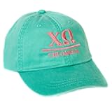 Chi Omega Sorority Baseball Hat – Adjustable CHIO Embroidered Cap with Greek and Printed Font (B)