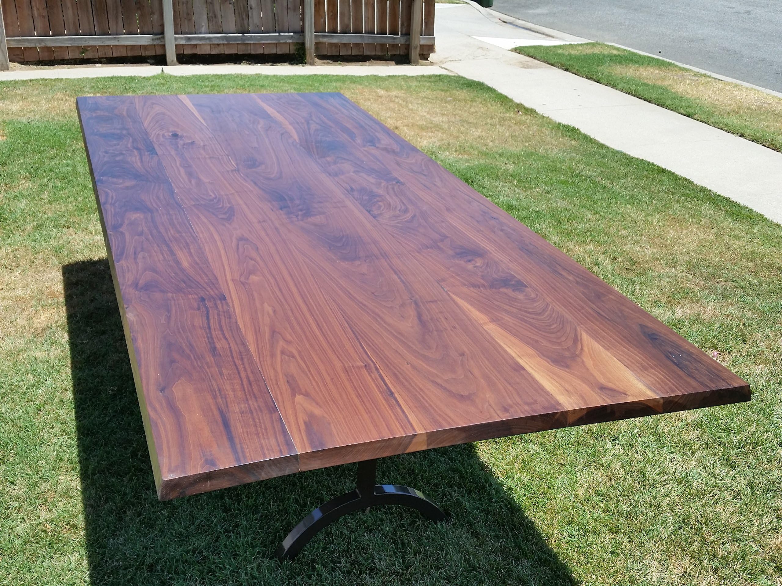 Wood Table - Walnut Table - Trestle Base - Metal Base