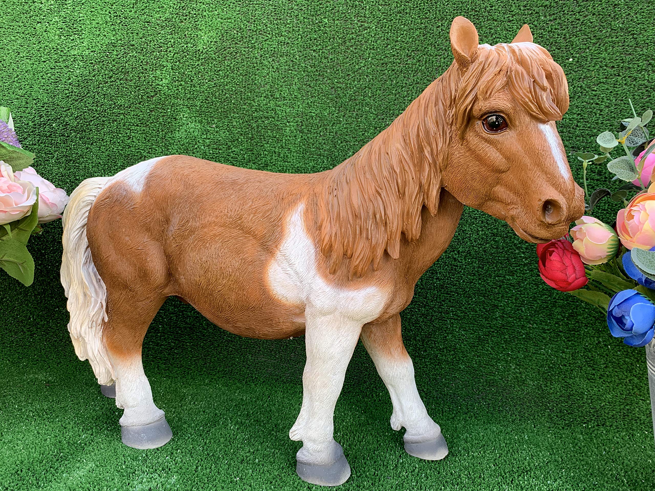 Standing Horse Garden Ornament Resin Pony Sculpture Patio Animal Statue Decor Indoor Outdoor NEW (Brown Horse)