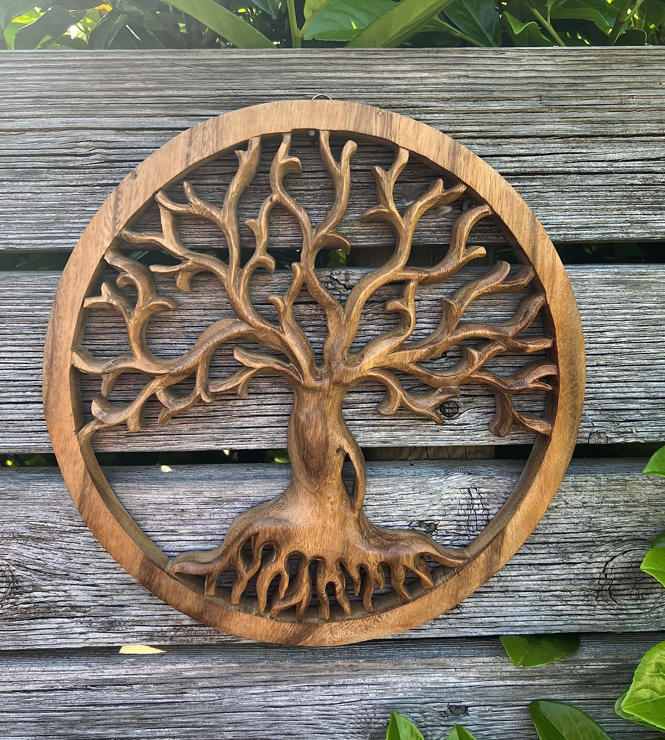 Trintura Quadro Da Parete In Legno Di Acacia Con Simbolo OM - 10 Cm, Decorazione Minimal