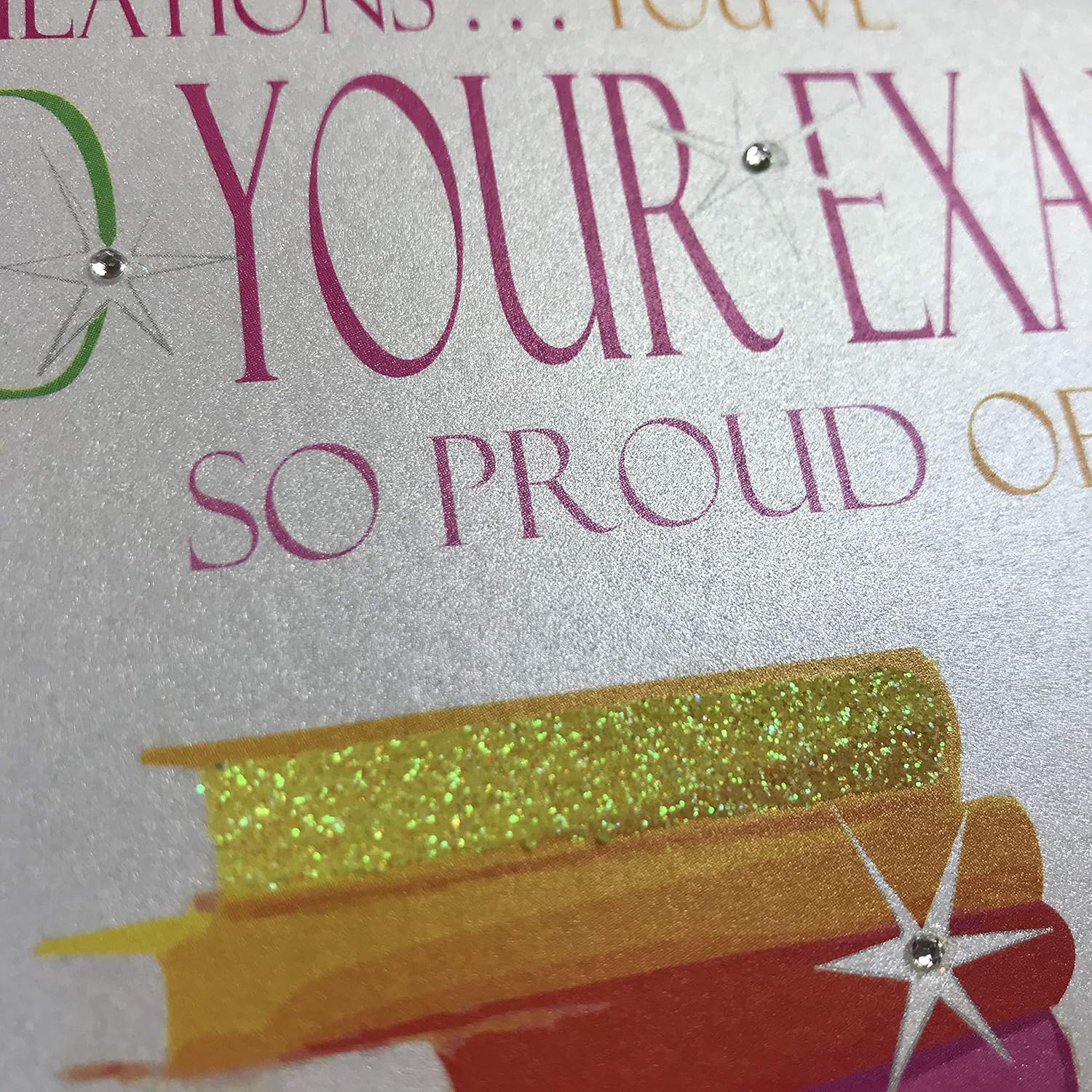 WHITE COTTON CARDS Congratulations…You've Passed Your Exams Sp Proud of You Handmade Card (Neon Range, Pencils)