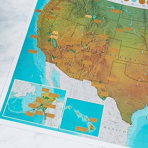 Miniatura 5 de Póster de mapa de parques nacionales de EE. UU., regalo ideal para amantes o exploradores al aire libre, 17 x 22 pulgadas Maps International
