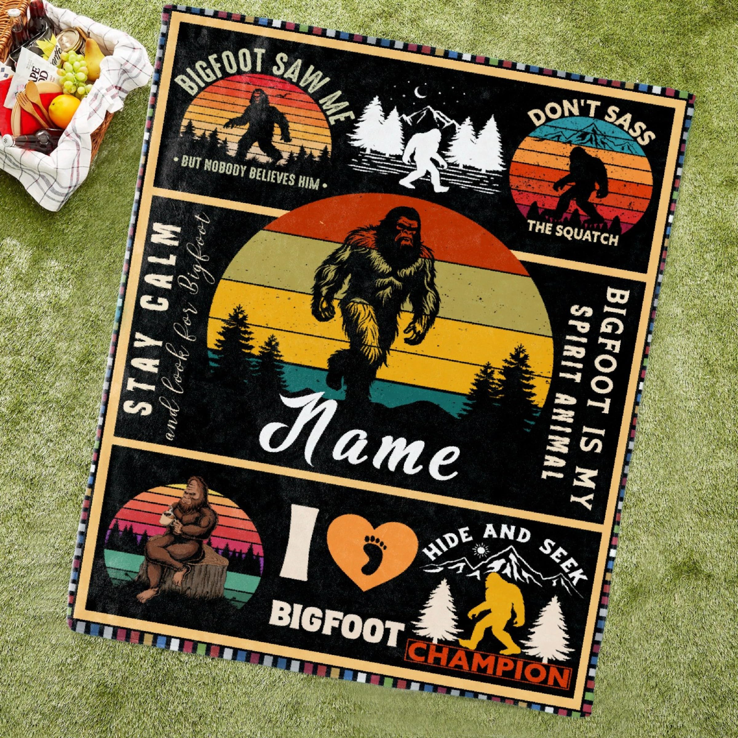 Custom Bigfoot Blanket-Bigfoot Blanket for Kids Adults- Bigfoot Gift for Boys, Girls-Soft Flannel Lightweight and Warm Used for Room Bed Camping 60