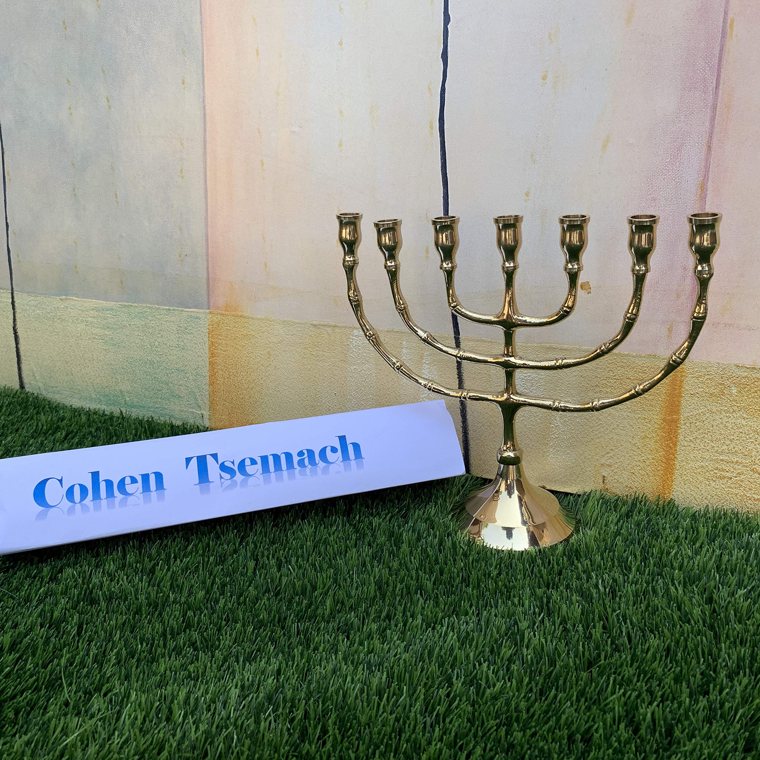 Cohen Tsemach Classic Shape Brass Copper 8 Inch Israel Vintage Menorah Judaica Candle Holder