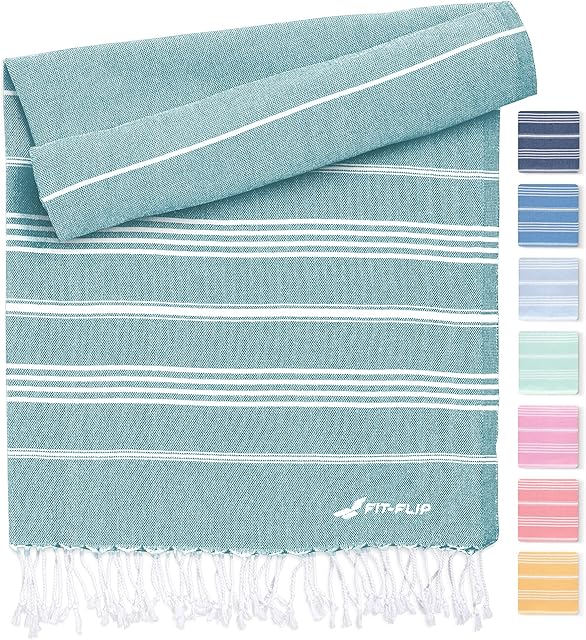 Hammam towel - Beach towel XXL made from 100% recycled cotton - Quick-drying Turkish hammam beach towels, fouta, pestemal Turkish towels ideal as a Turkish blanket  Petrol  100x200cm Sultan