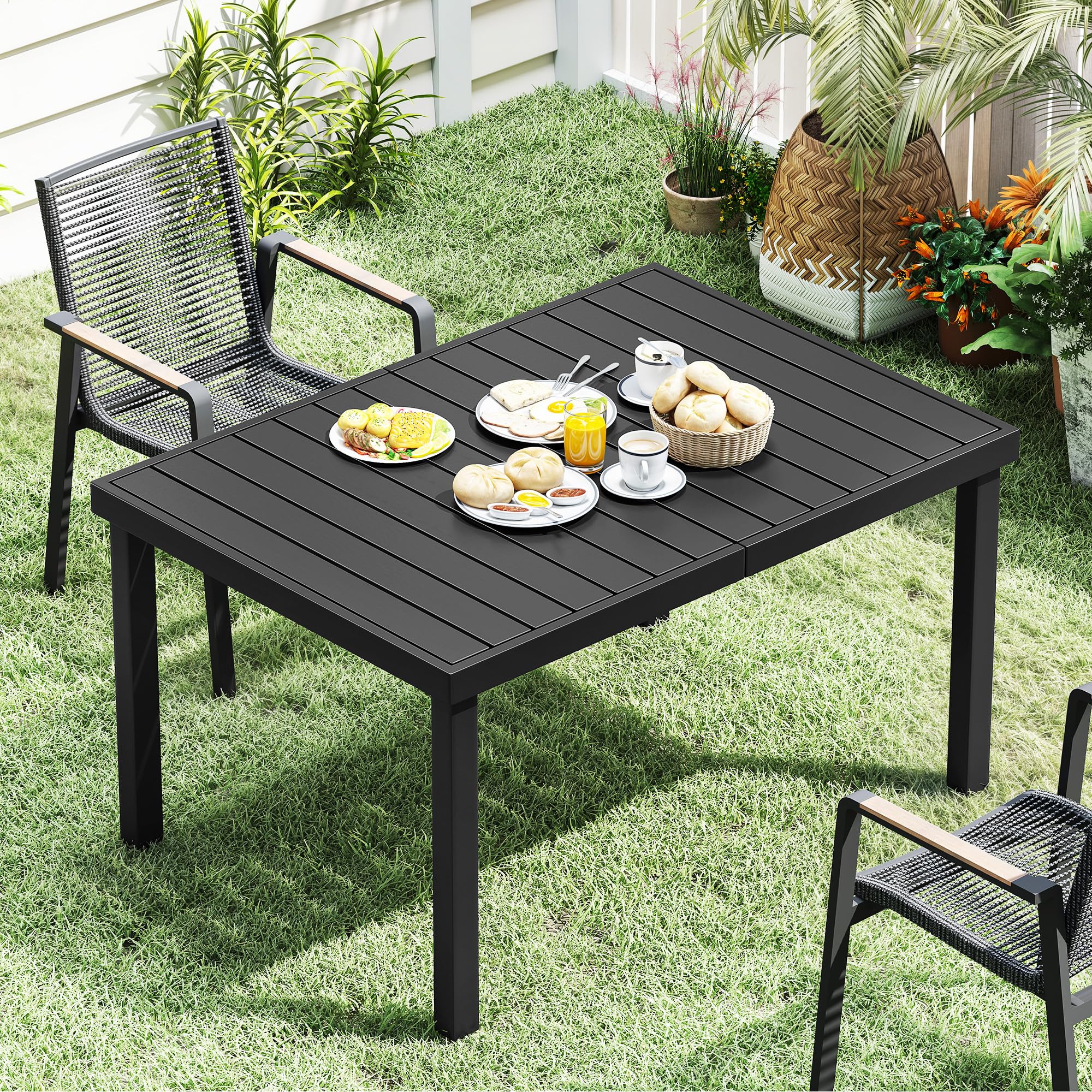 DWVO Aluminium-Gartentisch 140cm, Outdoor Tisch für Terrasse & Garten