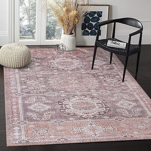Adiva Rugs Alfombra cuadrada lavable a máquina de 5 x 5 pies con parte trasera antideslizante para sala de estar, dormitorio, cuarto de baño,
