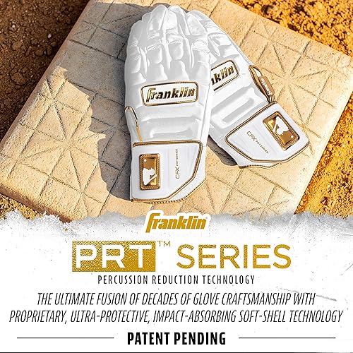 Miniatura 5 de Franklin Sports MLB - Guantes de bateo CFX Pro PRT resistentes protectores de béisbol + softbol - Guantes de bateo de cuero reforzado acolchados