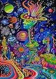 Puzzle-Alien Land-1000 Pieces Rectangle Puzzle Fun Alien Theme Graffiti Colorful Jigsaw Puzzle for Adults and Kids&lpar;Alien Land&rpar;