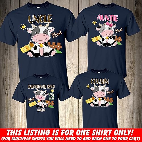 Miniatura 4 de Cow Birthday Girl Shirt, Birthday Girl, Birthday Boy, Matching Cow Family Birthday shirt, Farm Birthday Shirt,Personalized Birthday Shirt