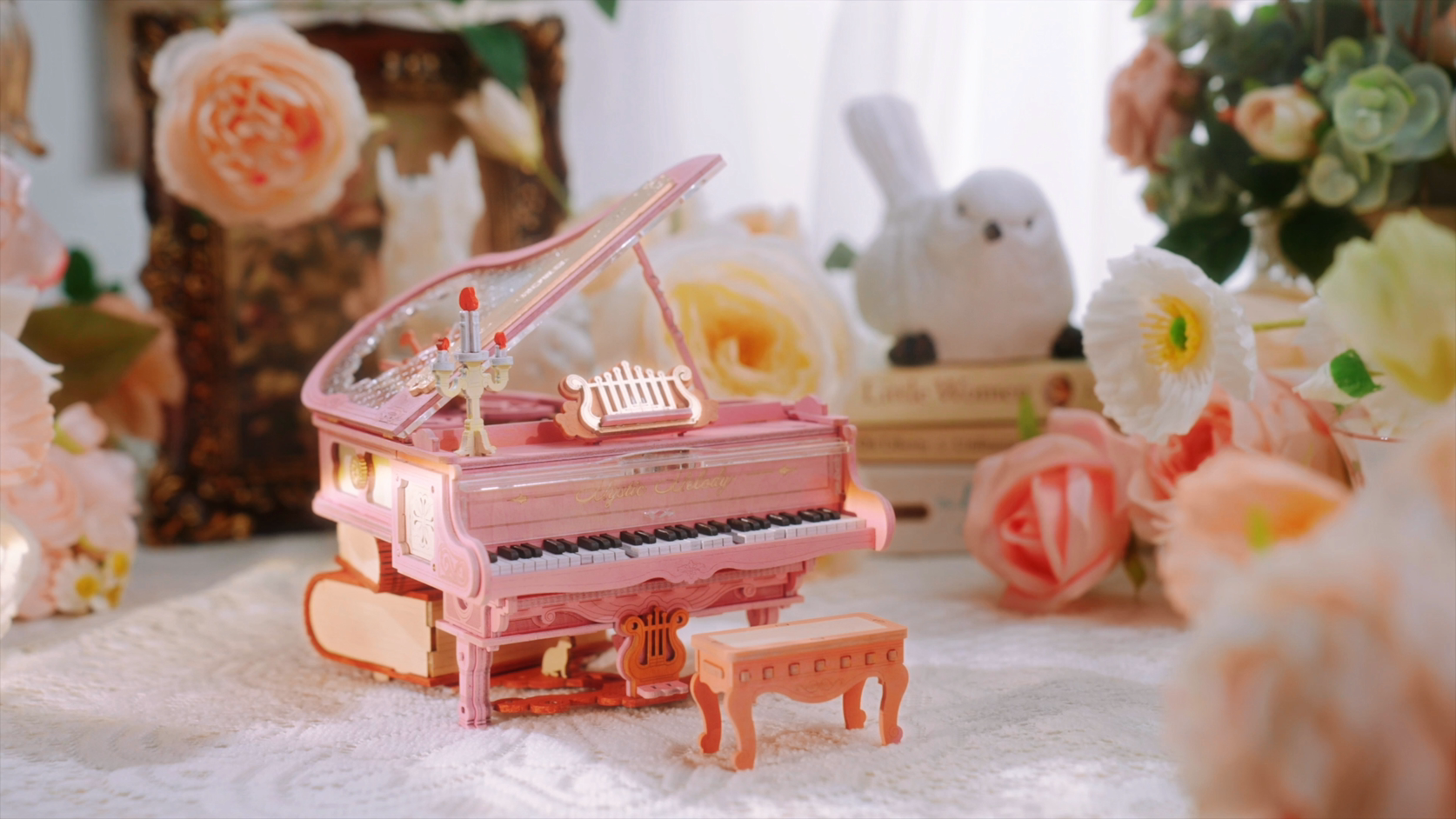 ROKR Pianoforte Magico E Violoncello Magico: Puzzle 3D In Legno Fai Da Te Con Carillon – Regalo Di Natale Originale Per Bambini E Adulti