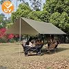 Camping Tarp Shelter 3x3m 3x4m 3x5m Lightweight Tent Tarpaulin Waterproof Tent Awning Canopy Basha Sunshade for Hiking Backpacking (Olive Green, 4x4m)