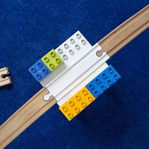 Miniatura 3 de Plataforma de bloque recta, conecta pistas de tren de madera y bloquesladrillos, conector universal compatible con placa base elevadora (paquete de