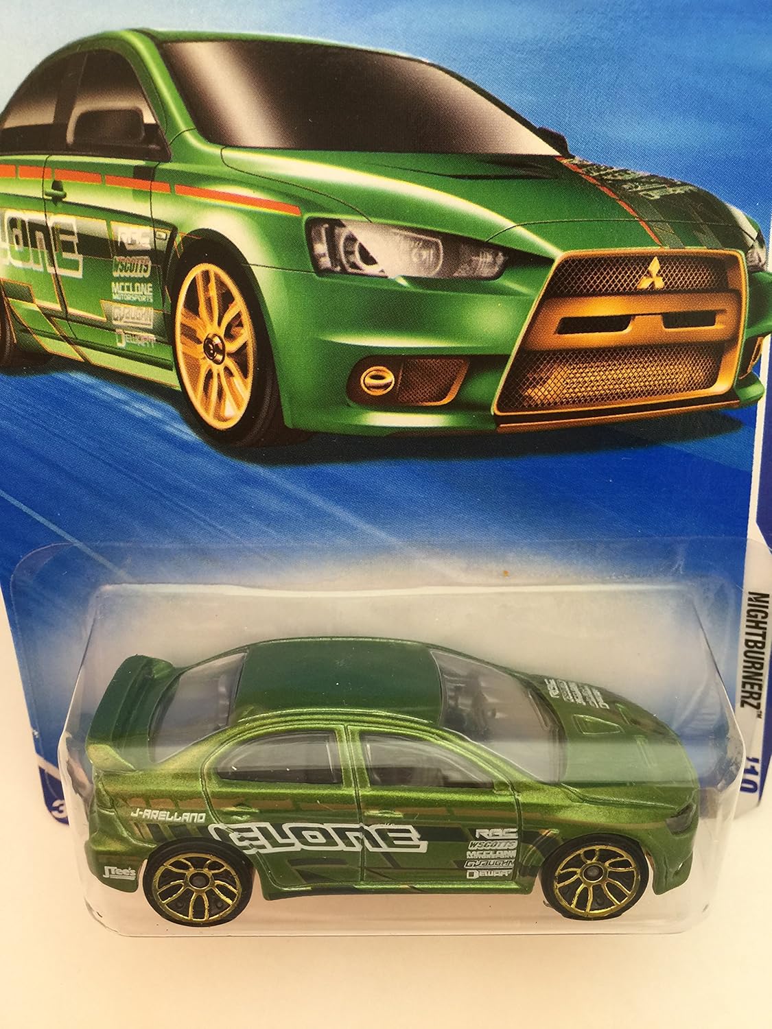 2010 Hot Wheels Keys To Speed Card Nightburnerz 2008 Lancer Evolution Green #091/240