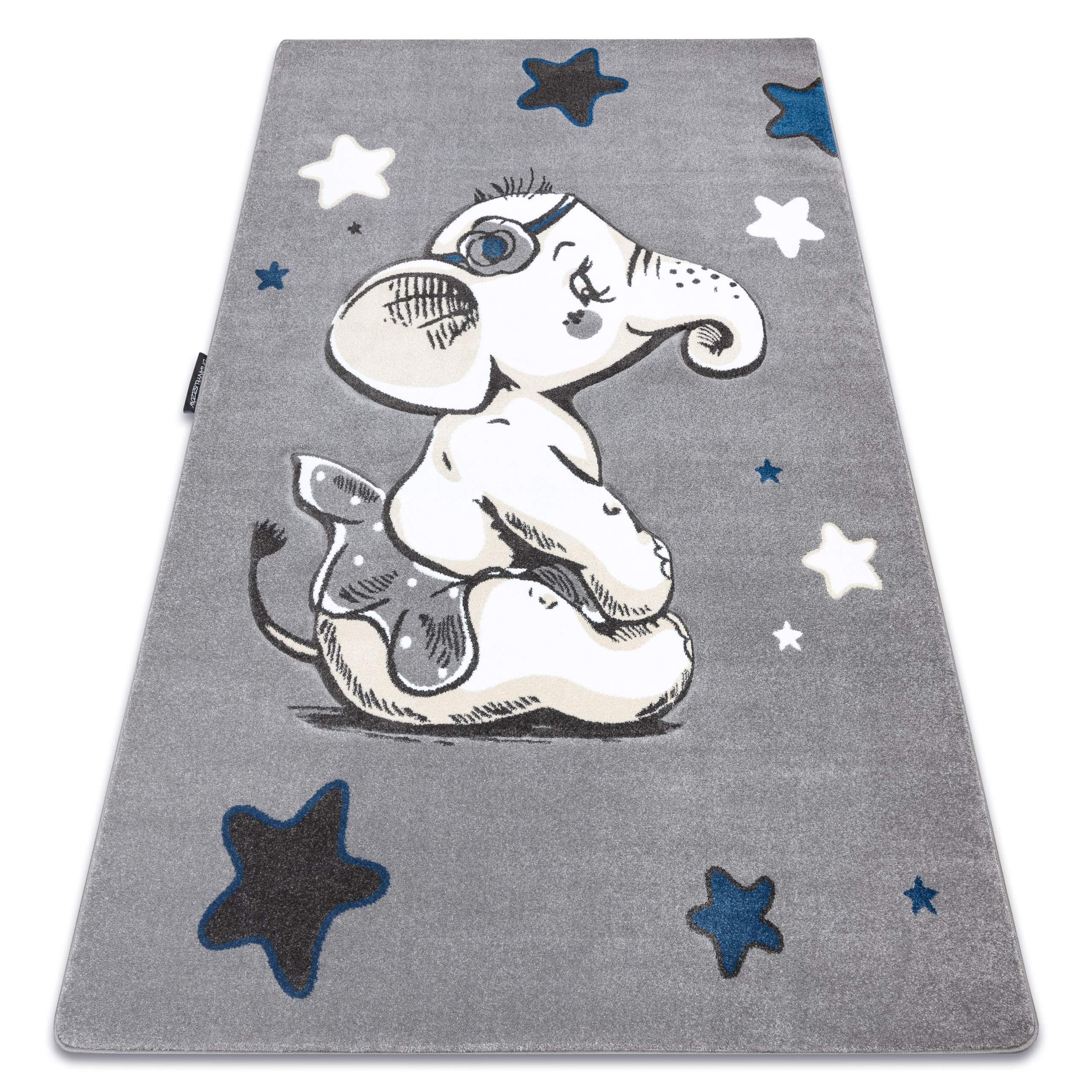 rugsx Petit Kinderteppich mit Muster „Elefant Sterne” grau 160x220 cm