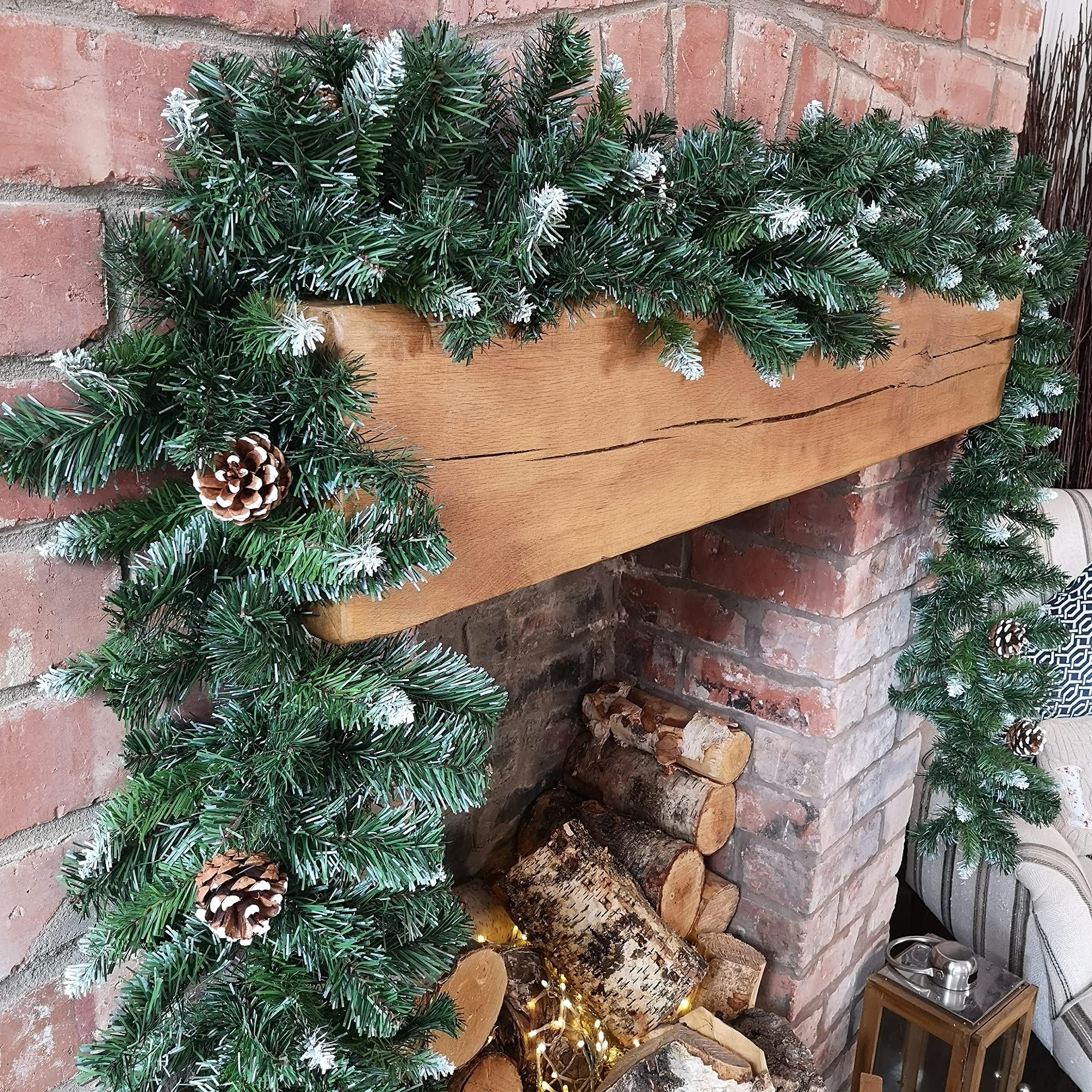 Samuel ALEXANDER 270cm x 25cm Snow King Fir Christmas Garland with Pine Cones