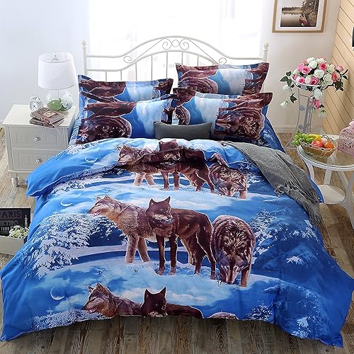Miniatura 3 de Cobertor de algodón para cama individual con dibujo de tigre y estampado animal, estilo pintura de óleo 3D. Set de cobertor de 4 piezas Queen,