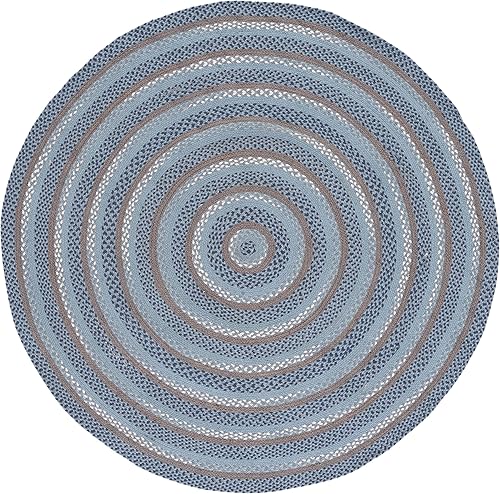 Miniatura 2 de SAFAVIEH Braided Collection BRD257M - Alfombra redonda de algodón reversible de 6 pies, color azulgris de tejido plano, estilo rústico y campestre