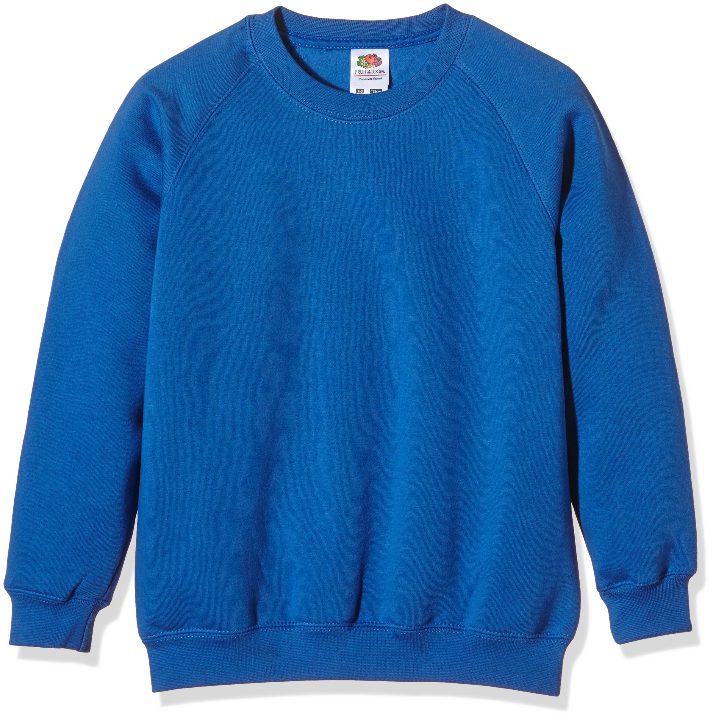 Fruit of the Loom Unisex Kids Raglan Premium Sweater, Royal, 5-6 Years (Manufacturer Size:26)