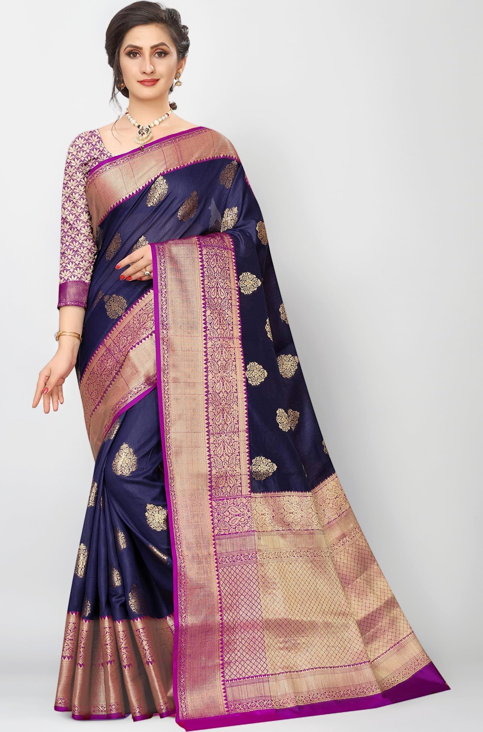 Women's Heavy Banarasi Art Silk Saree With Unstitched Blouse Piece