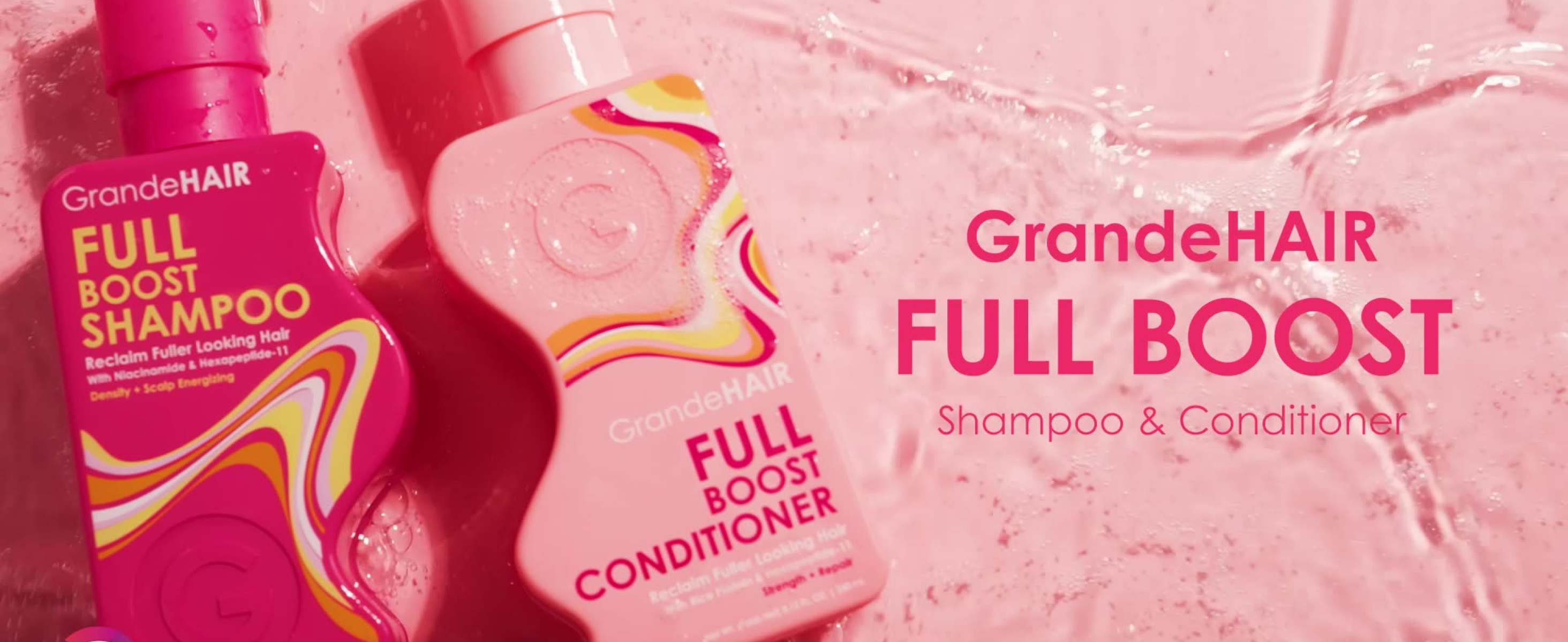 Grande Cosmetics GrandeHAIR Full Boost Shampoo & Conditioner - Sulfate-Free with Niacinamide, Biotin & Rice Protein - Cleanses, Conditions & Strengthens for Healthier & Fuller Looking Hair