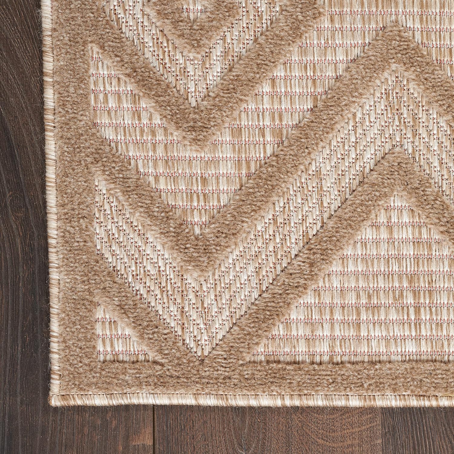 Natural Beige Diamond Flatweave 8' x 10' Indoor Outdoor Rug