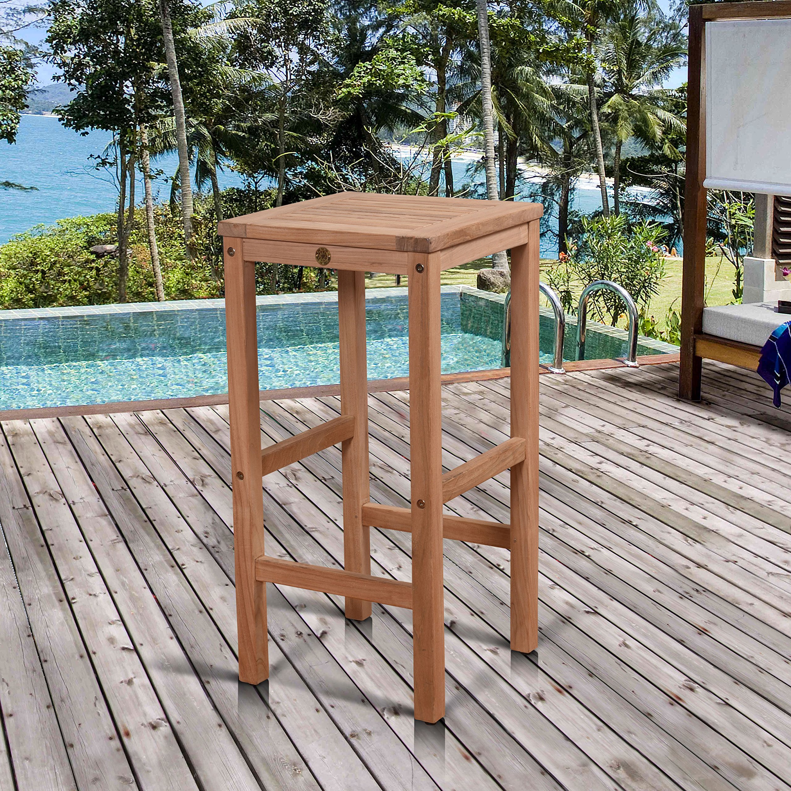 Amazonia Teak Natural New York Patio Barstool, Brown