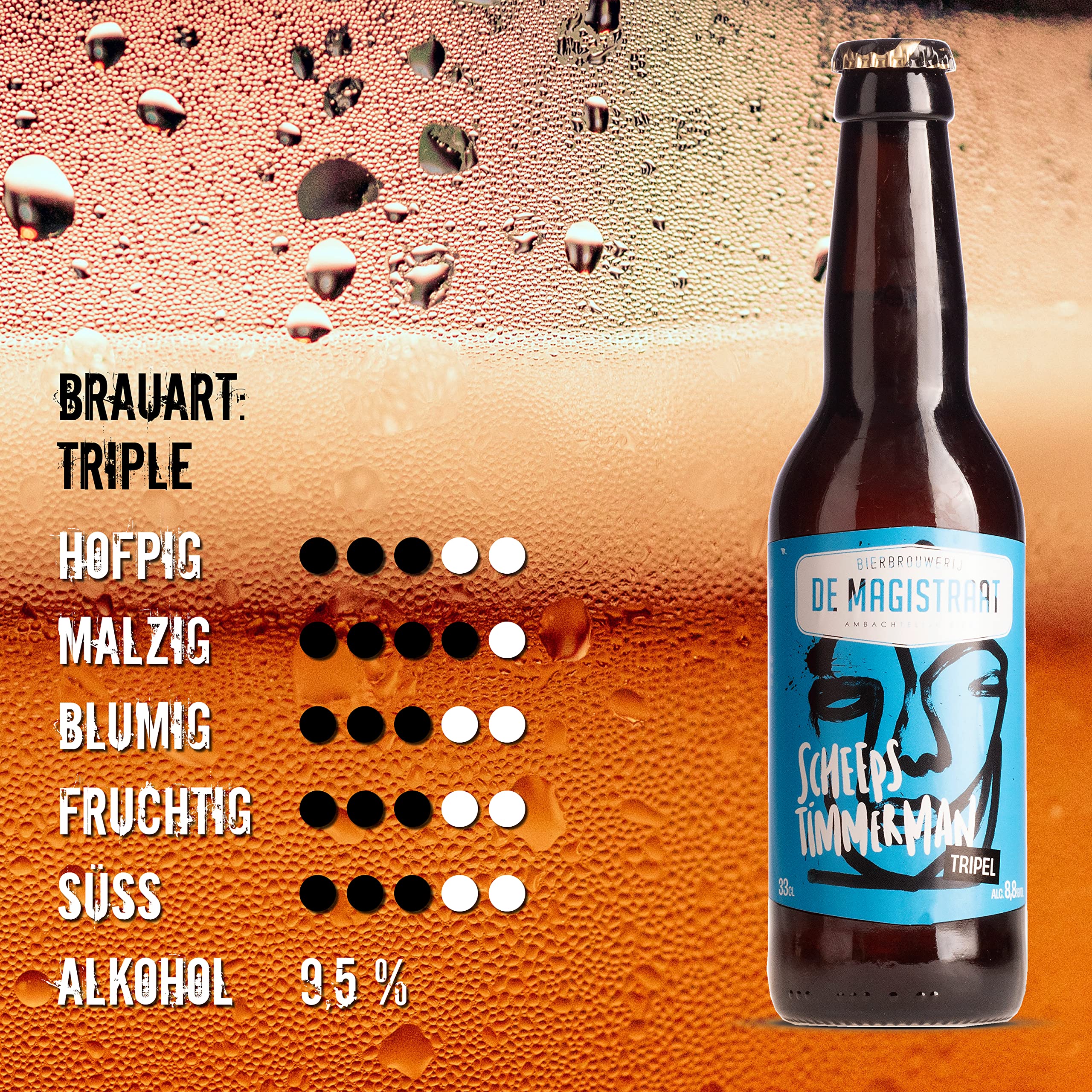 De Magistraat `Scheepstimmermann´ Triple 9,5% (24 x 0,33l) ** Sparpaket 22+2 GRATIS ** (inklusive 6,00 € Pfand)