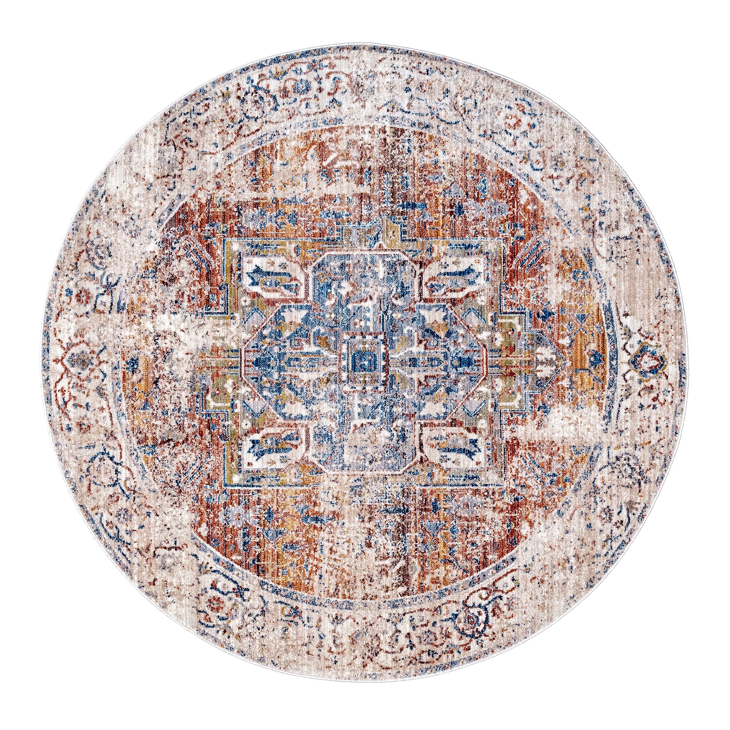 nuLOOM Vintage Ethel Medallion Round Rug, 5' Round, Ivory