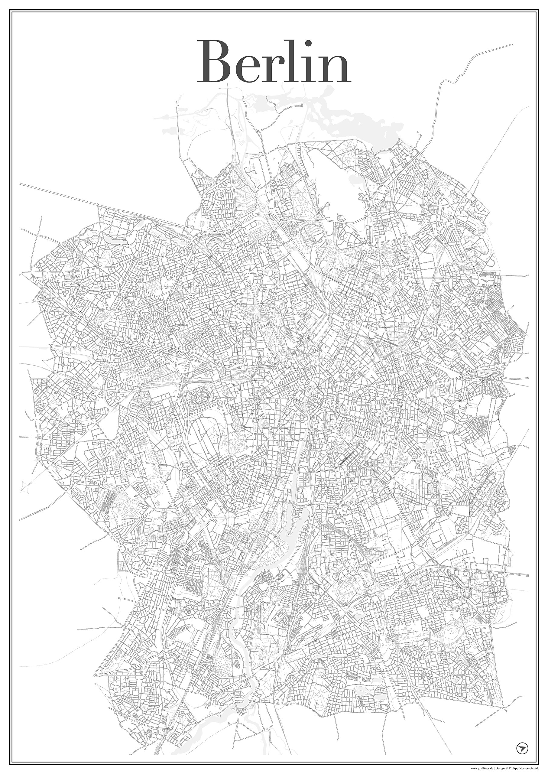 Plan de la ville de Berlin poster affiche du réseau routier cadeau pour passionné voyage