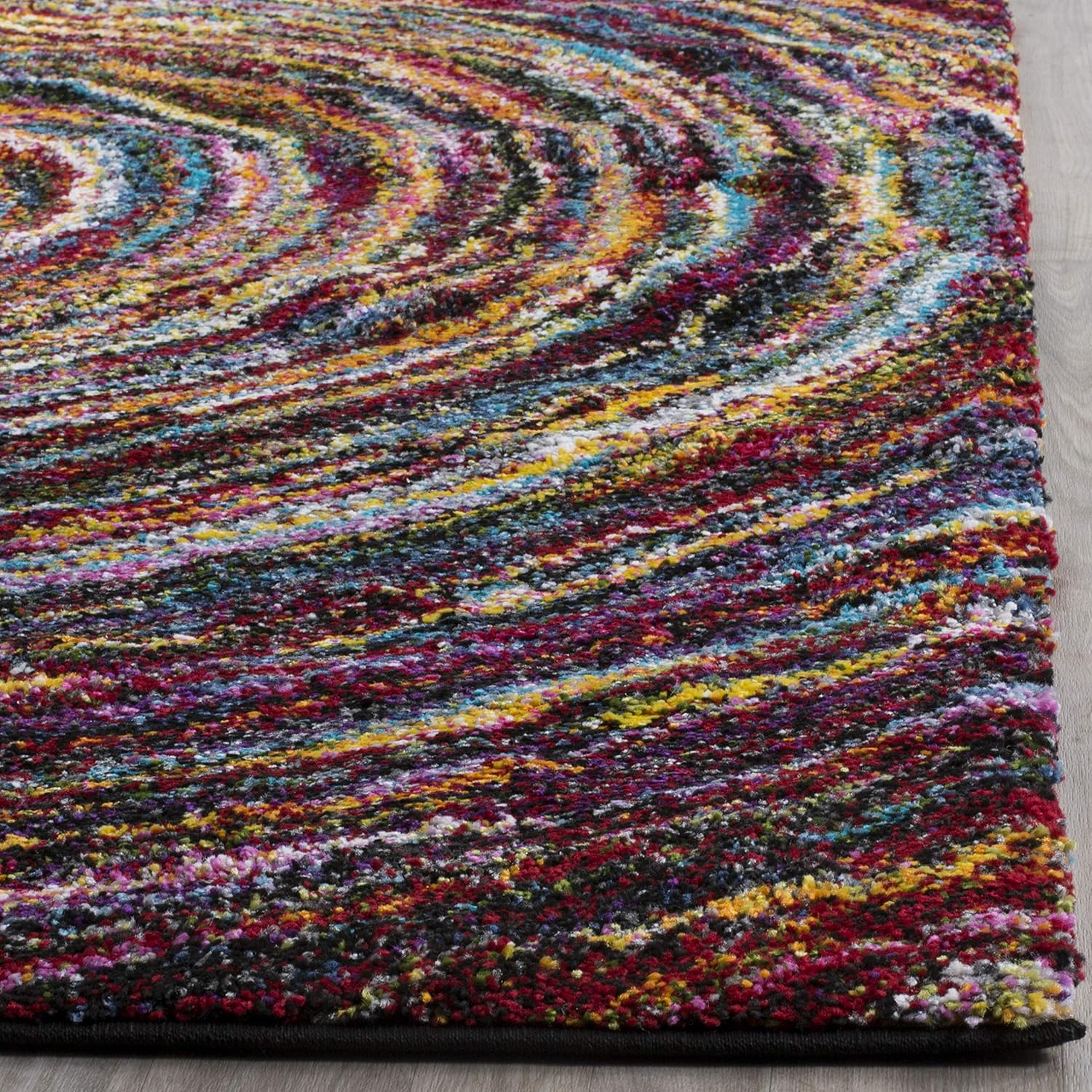 SAFAVIEH Fiesta Shag Collection Runner Rug - 2'3" x 12', Multi, Modern Circles Abstract Design, Non-Shedding & Easy Care, 0.5-inch Thick Ideal for High Traffic Areas in Living Room, Bedroom (FSG359M)