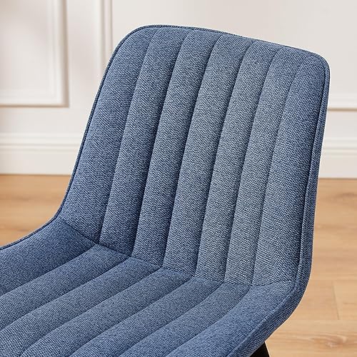 Miniatura 3 de Art Leon Juego de 2 sillas giratorias de comedor, modernas de mediados de siglo, sillas laterales tapizadas de tela sin brazos con patas de madera