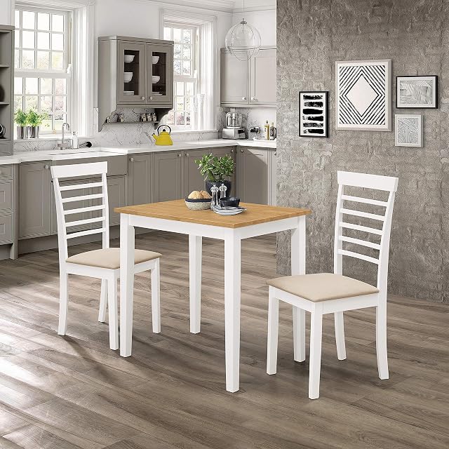 Hallowood Furniture Ledbury Small White Painted Dining Table & Dining Chairs Set of 2  Solid Wooden Dinner Table and Chairs with Padded seats for Dining Room  Kitchen Table for Home Office & Café