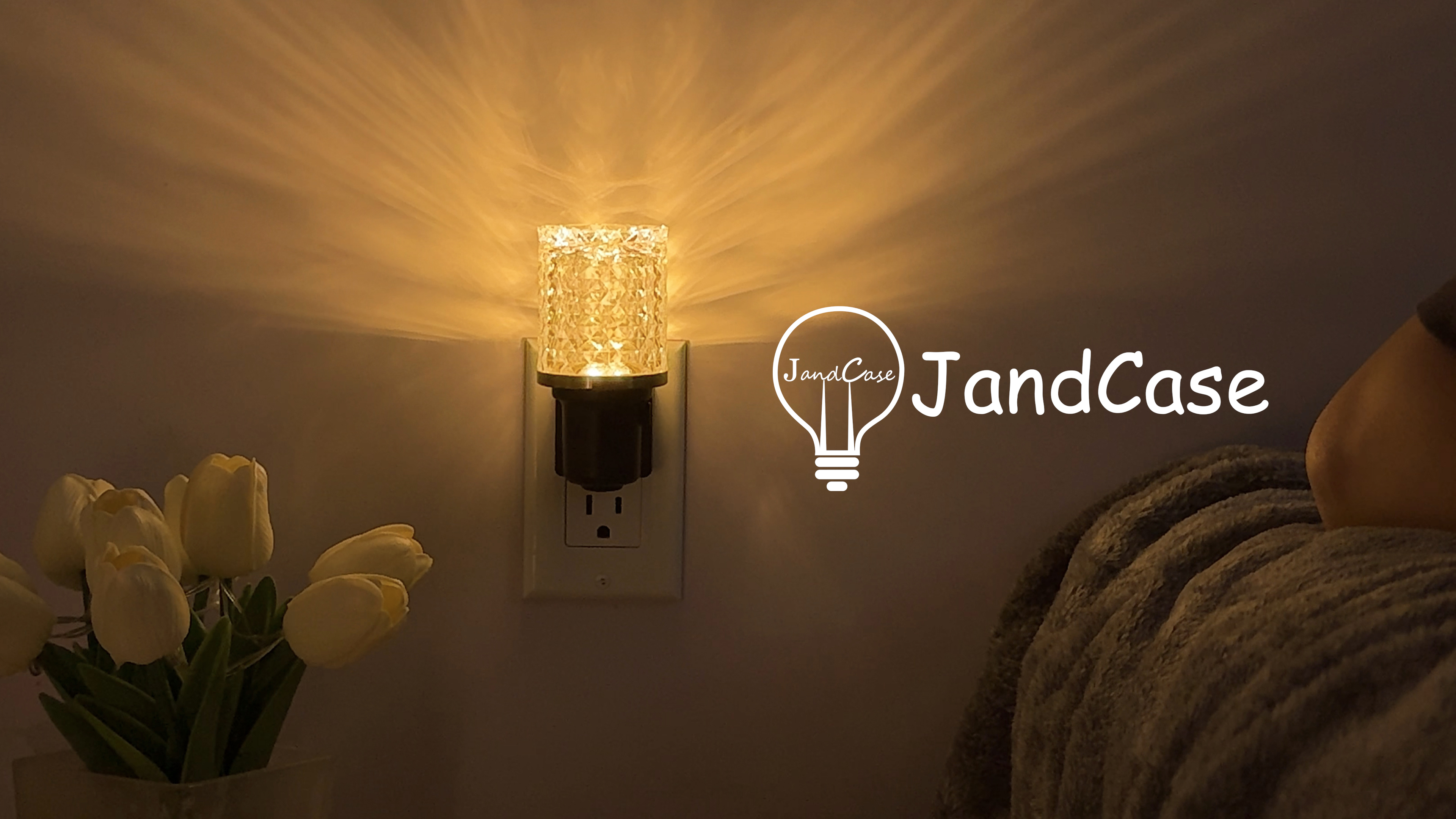 Image of JandCase LED Night Light, Dimmable Night Lights Plug into Wall, Modern Nightlight with Auto On Off Light Sensor, 3000K Soft White Night Light 0-100LM Brightness for Bathroom Hallway Bedroom Decor