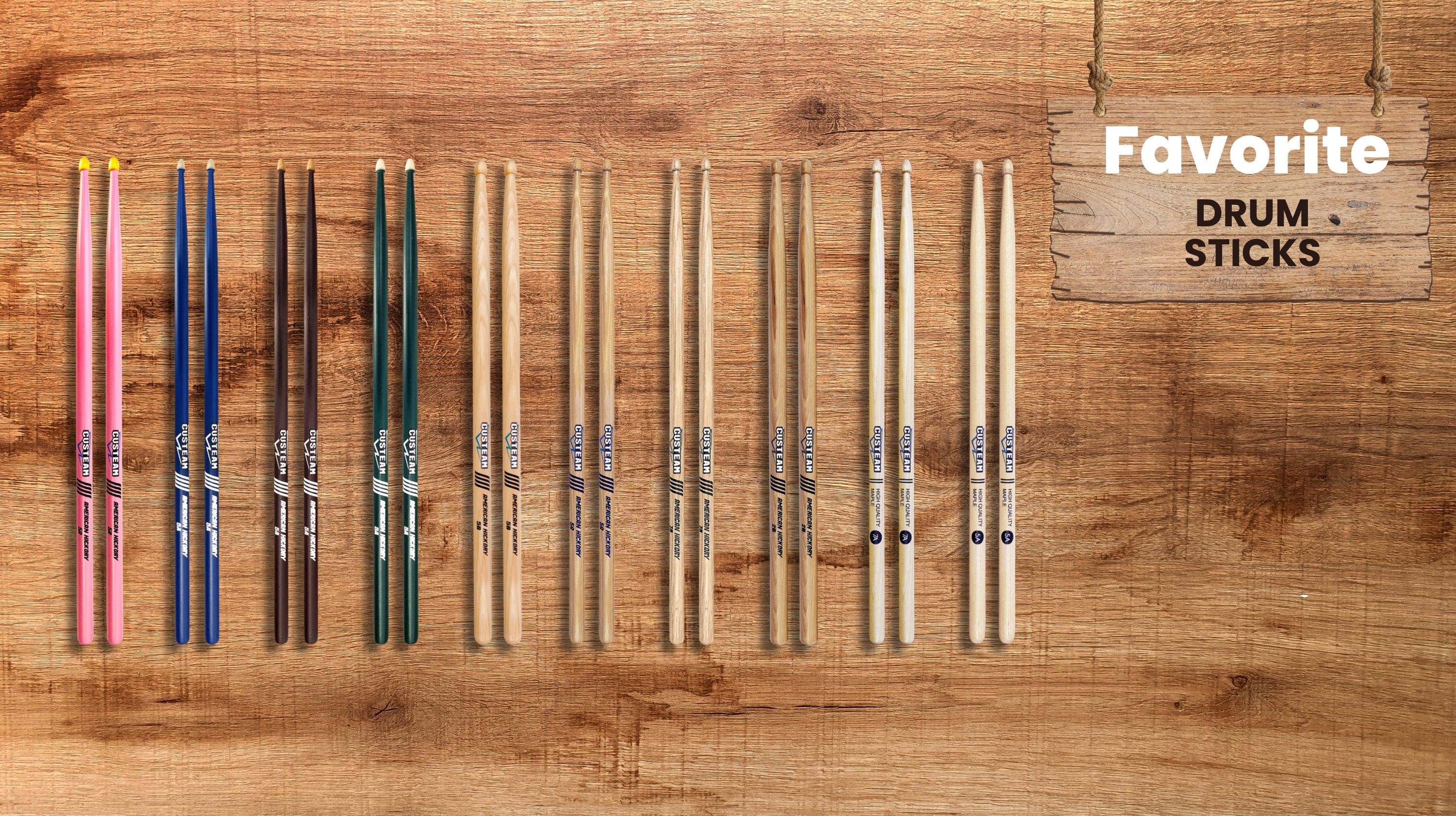 Amazon.com: CUSTEAM Hickory Drum Sticks 2B- 2B Drumsticks