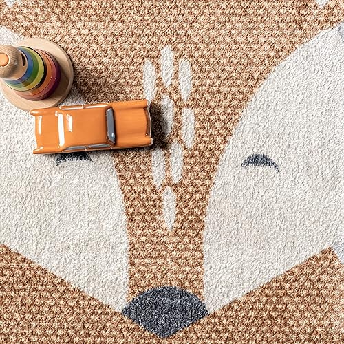 Miniatura 10 de nuLOOM Talia Bashful Fox - Alfombra lavable a máquina para niños, 5 x 8 pies, color beige
