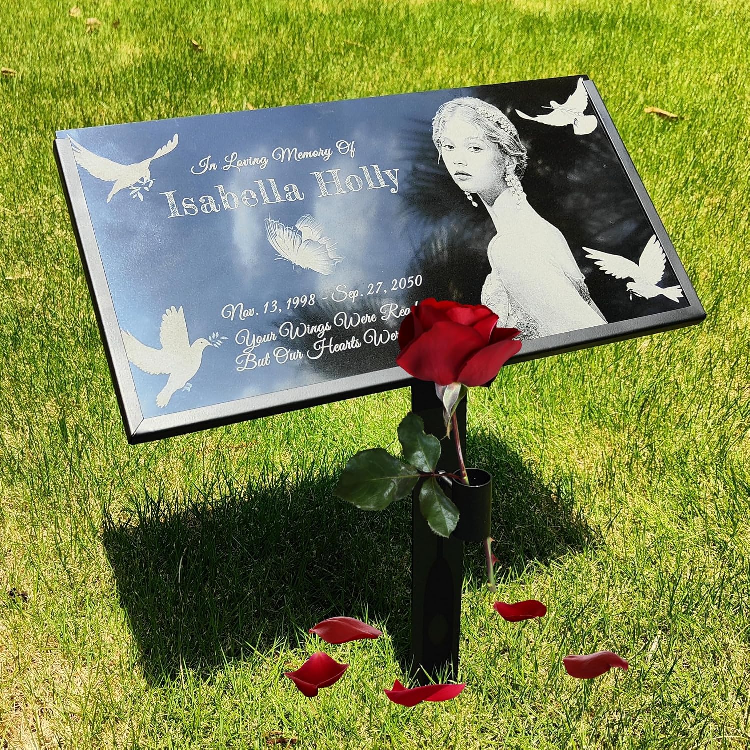 Personalized Grave Markers, Headstones for Graves, Human Memorial Stone, Memorial Plaque Outdoors, Granite Grave Stone, Grave Decorations for Cemetery