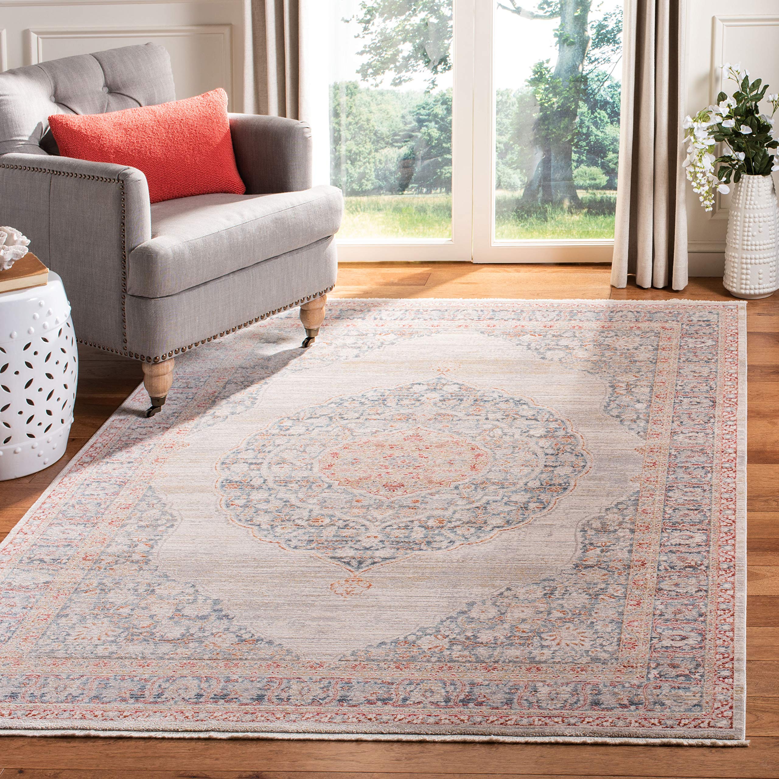 Tapis contemporain de salon gris et bleu 152x244 cm Kenitra