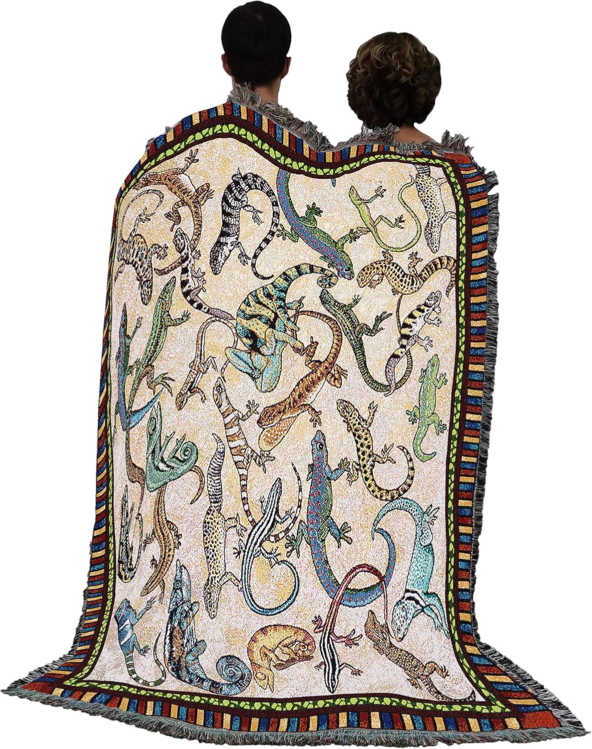 Pure Country Weavers Lounging Lizard Blanket by Elena Vladykina - Garden Floral Gift Tapestry Throw Woven from Cotton - Made in The USA (72x54) - Image 3