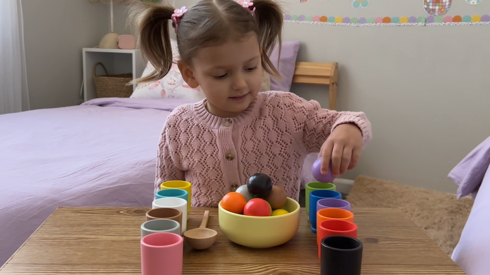 Gioco Educativo In Legno Balls In Cups – Palline Arcobaleno Per Imparare Colori E Numeri – Giochi Di Ordinamento Per Bambini