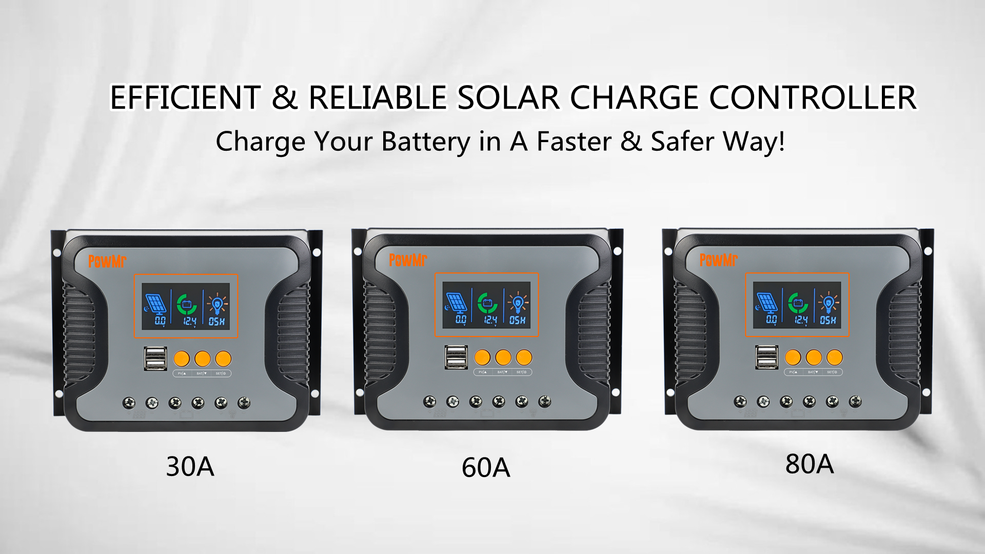 PowMr PWM 60A Solar Charge Controller 12V/24V/36V/48V Car Intelligent Solar Panel Controller with Dual USB Port and Adjustable LCD Display for AGM, Gel, Flooded and Lithium Battery PowMr PWM 60A Solar Charge Controller 12V/24V/36V/48V Car Intelligent Solar Panel Controller with Dual USB Port and Adjustable LCD Display for AGM, Gel, Flooded and Lithium Battery