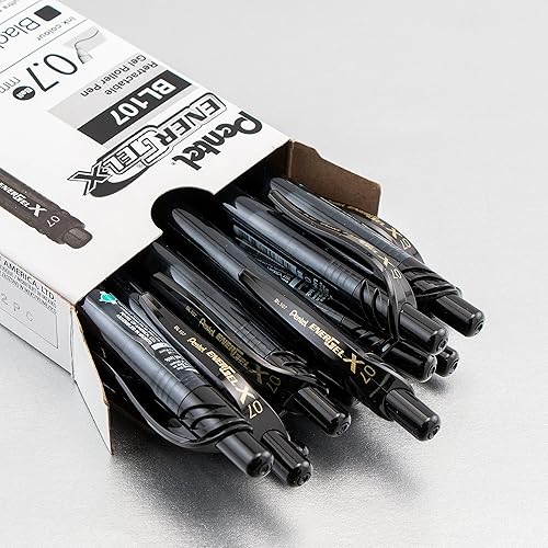 Miniatura 2 de Pentel EnerGel-X - Lapicera de gel líquido retráctil, punta de 0,7 mm de metal, trazo medio, 3 unidades, Negro
